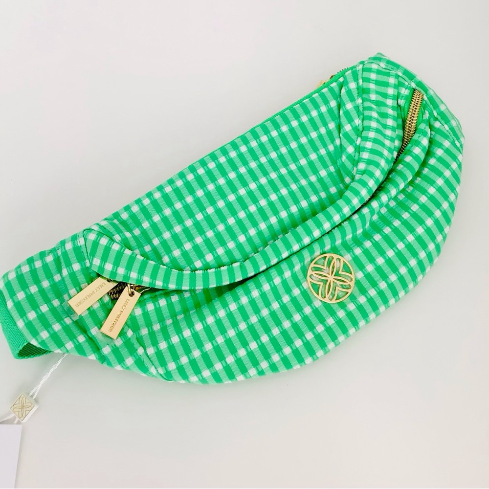Lilly Pulitzer Gleanna Belt Bag-Fauna Green Performance Gingham-NWT In Package - Picture 10 of 14